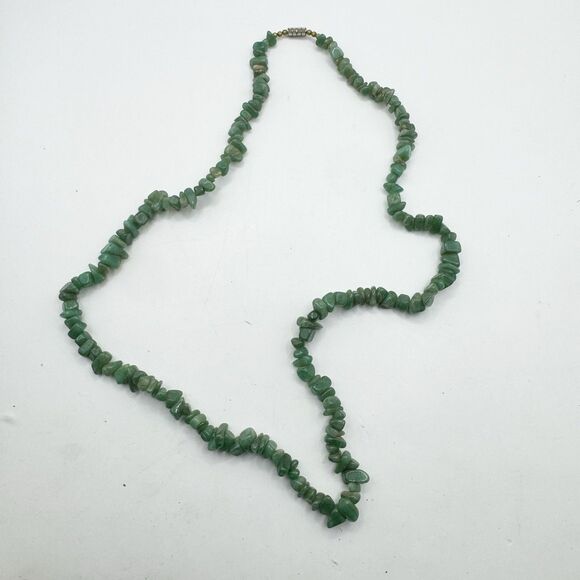 Vintage Aventurine Stone Chip Long Beaded Necklace Barrel Clasp 28” - Picture 7 of 9